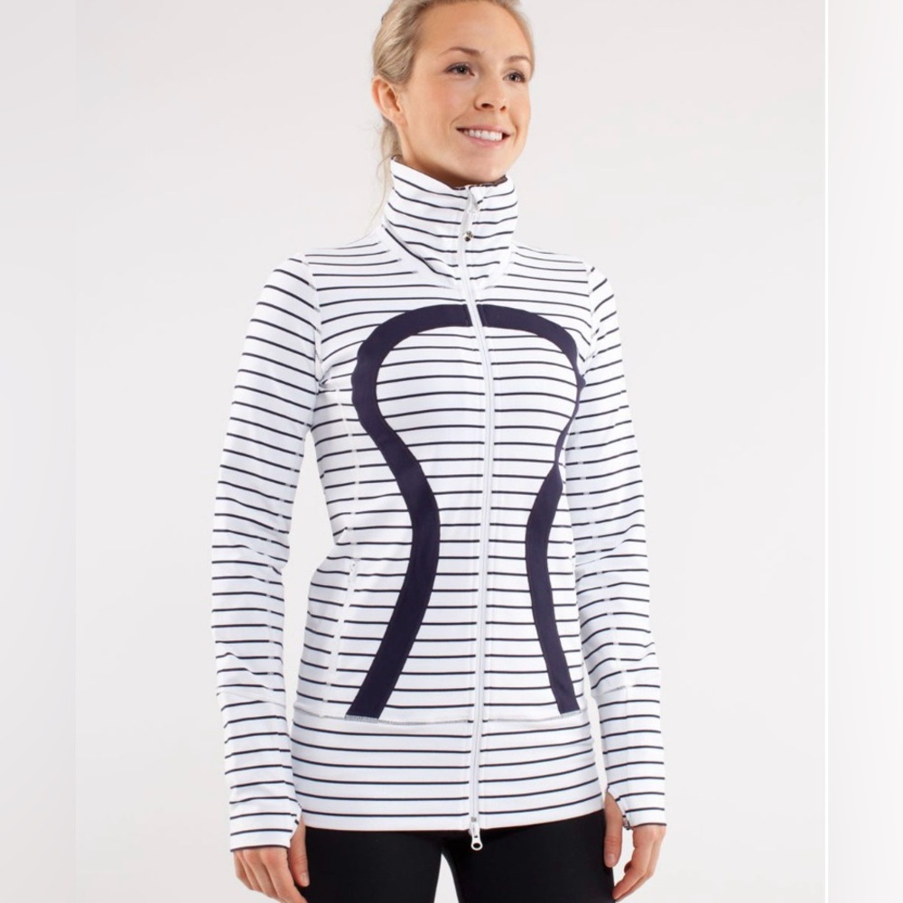 Lululemon | In Stride Jacket‎ | Quiet Stripe White Deep Indigo | Size 4